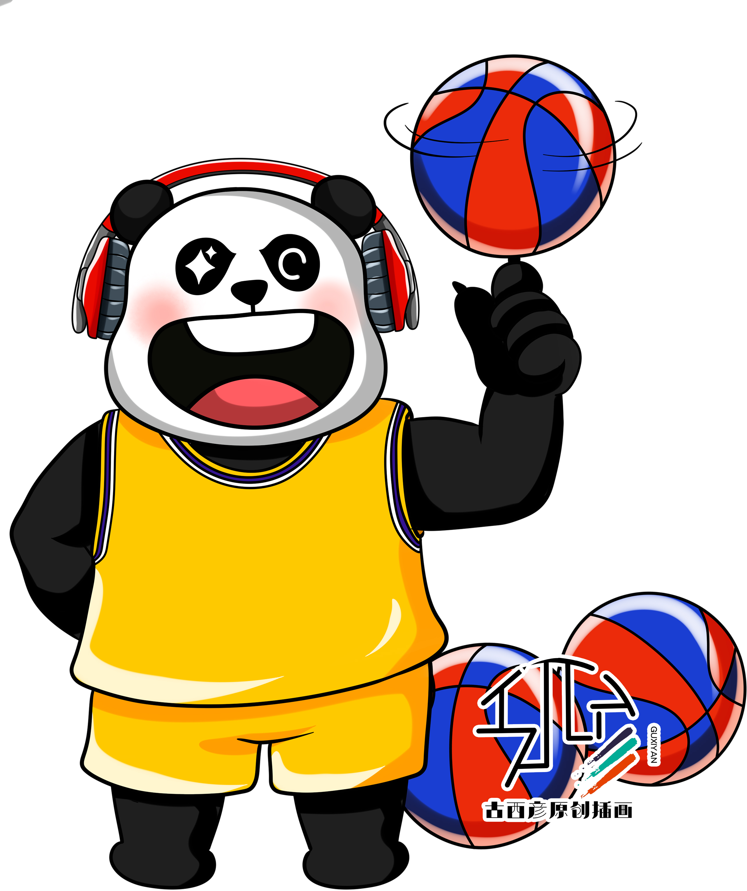 熊猫打篮球怎么画图片