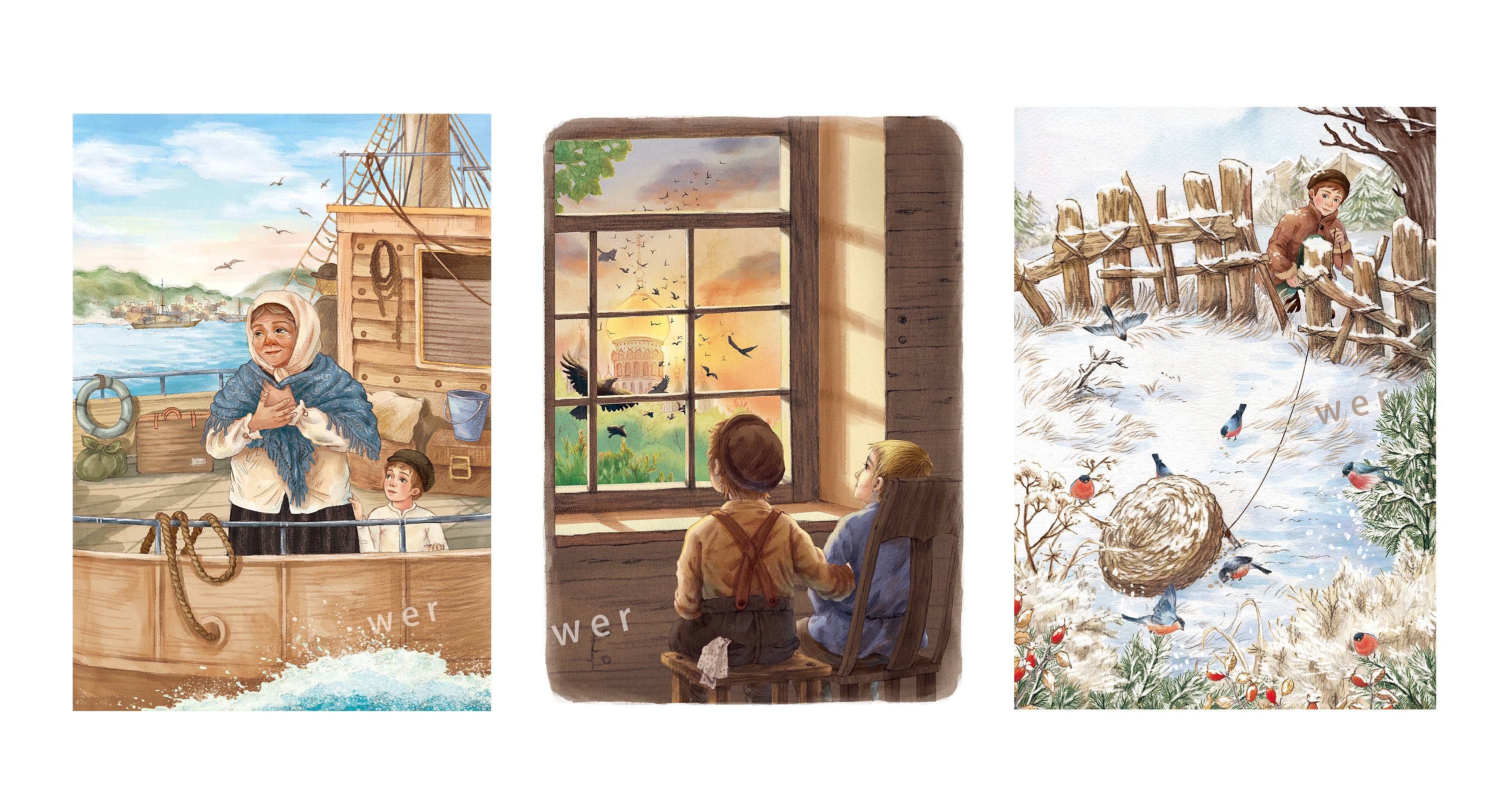 儿童图书《童年》--国外名著插画