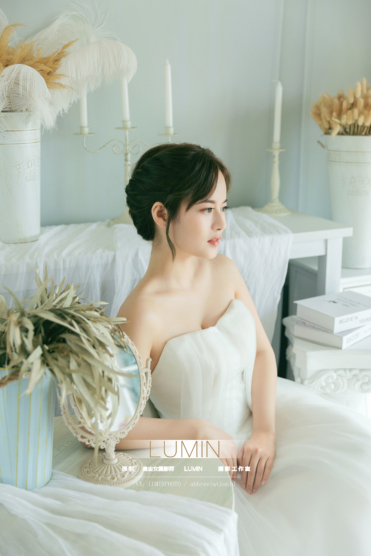 单人婚纱拍摄个人写真白纱