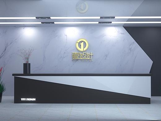 c4d办公前台logo场景