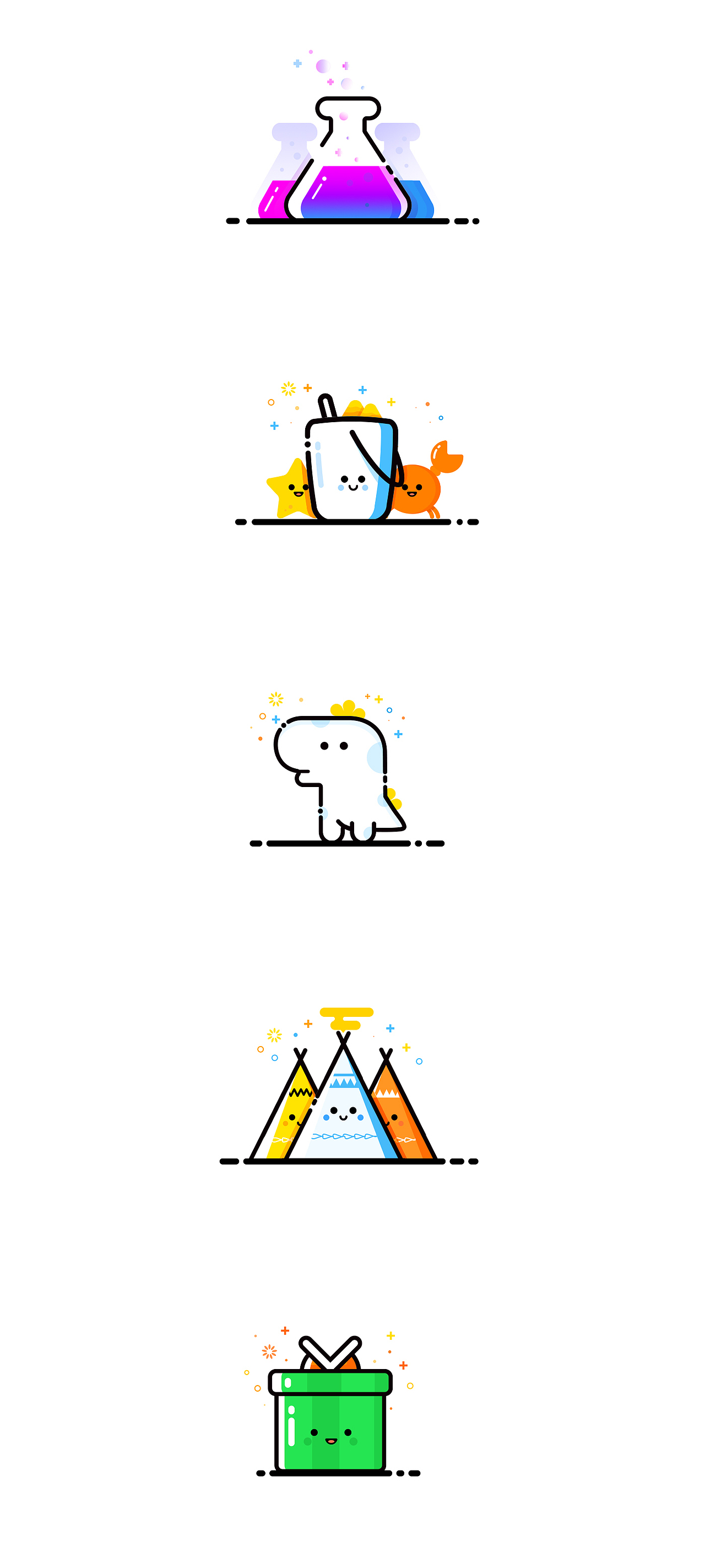 可爱的描边小插画~附带psd（图ZNTAyODM5MDA=） - 主题/皮肤 - 站酷设计师爱吃洋芋片片原创素材 - 站酷ZCOOL
