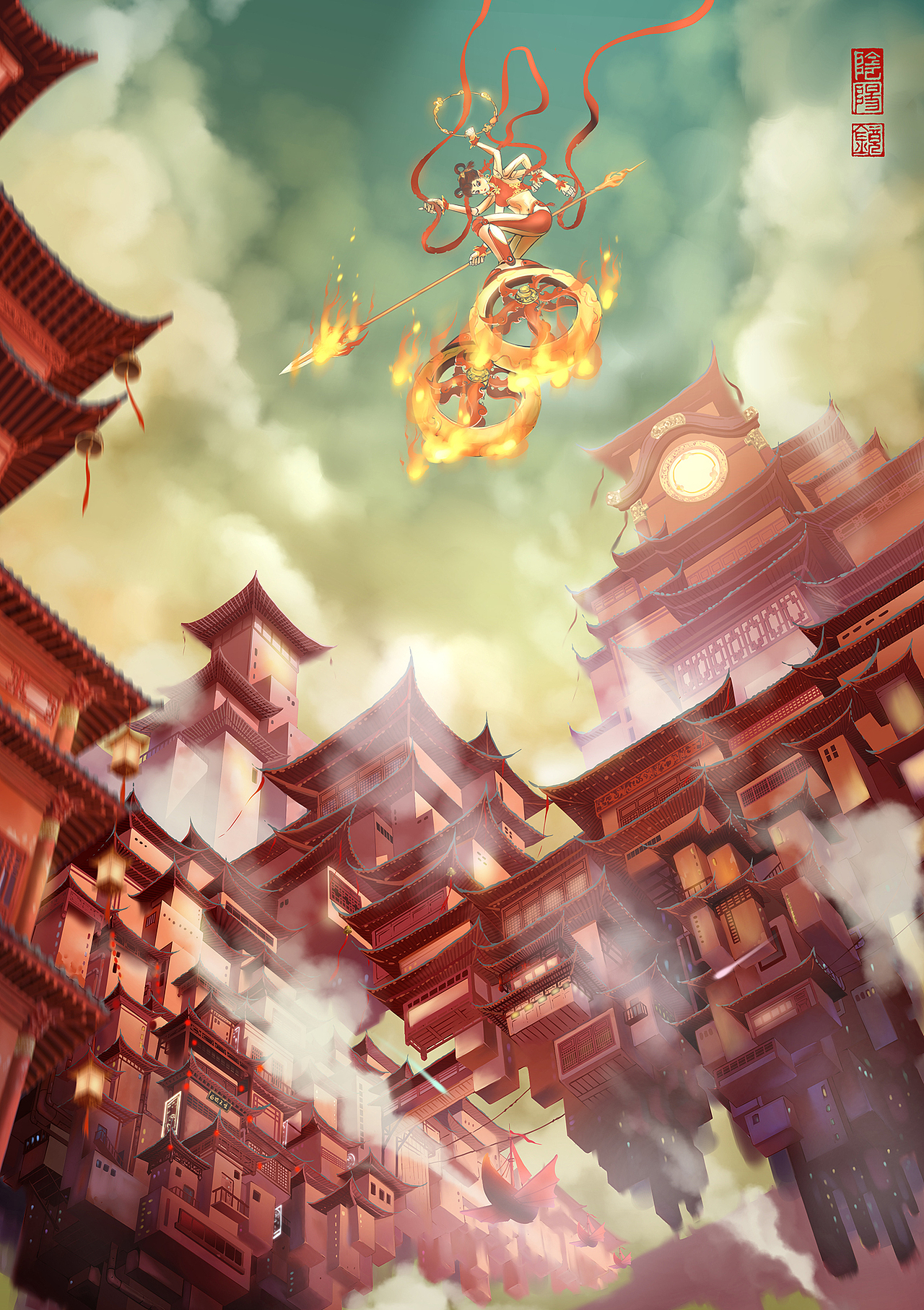 哪吒|插画|商业插画|阴阳镜_原创作品-站酷zcool