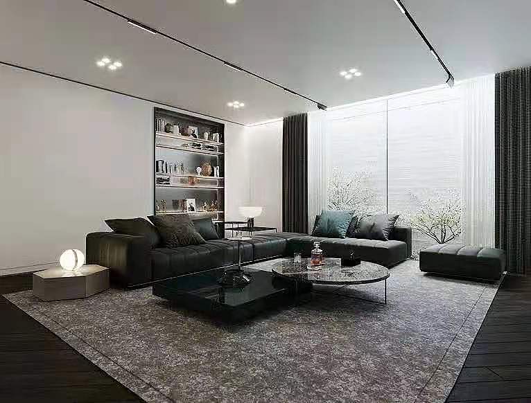 济南万泰装饰180平现代简约风格客厅设计实景案例