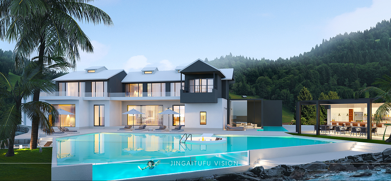 近期的民宿 别墅外立面表现