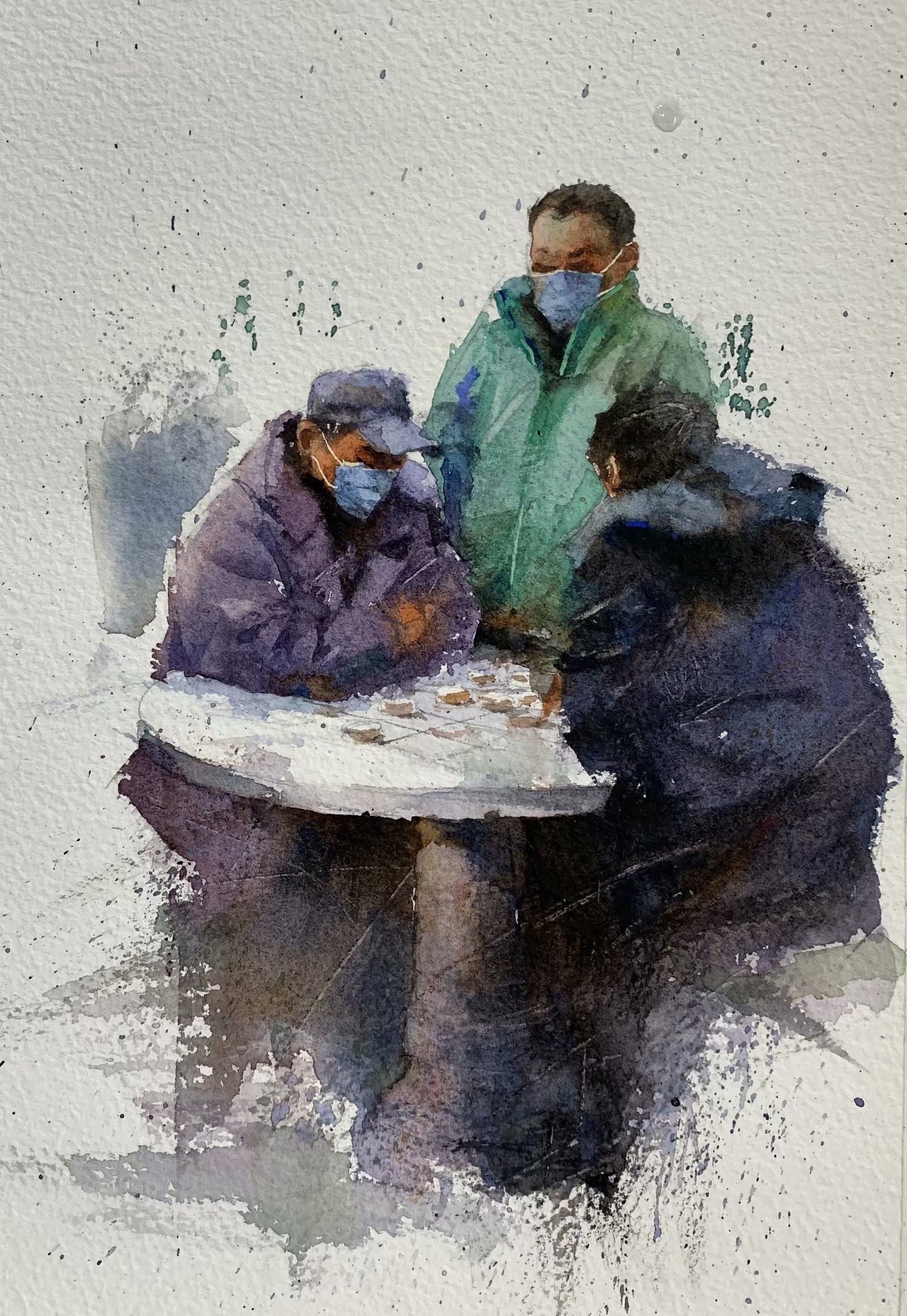 夏宇航水彩《疫情后的民生百态》|纯艺术|绘画|燃动夏日_原创作品