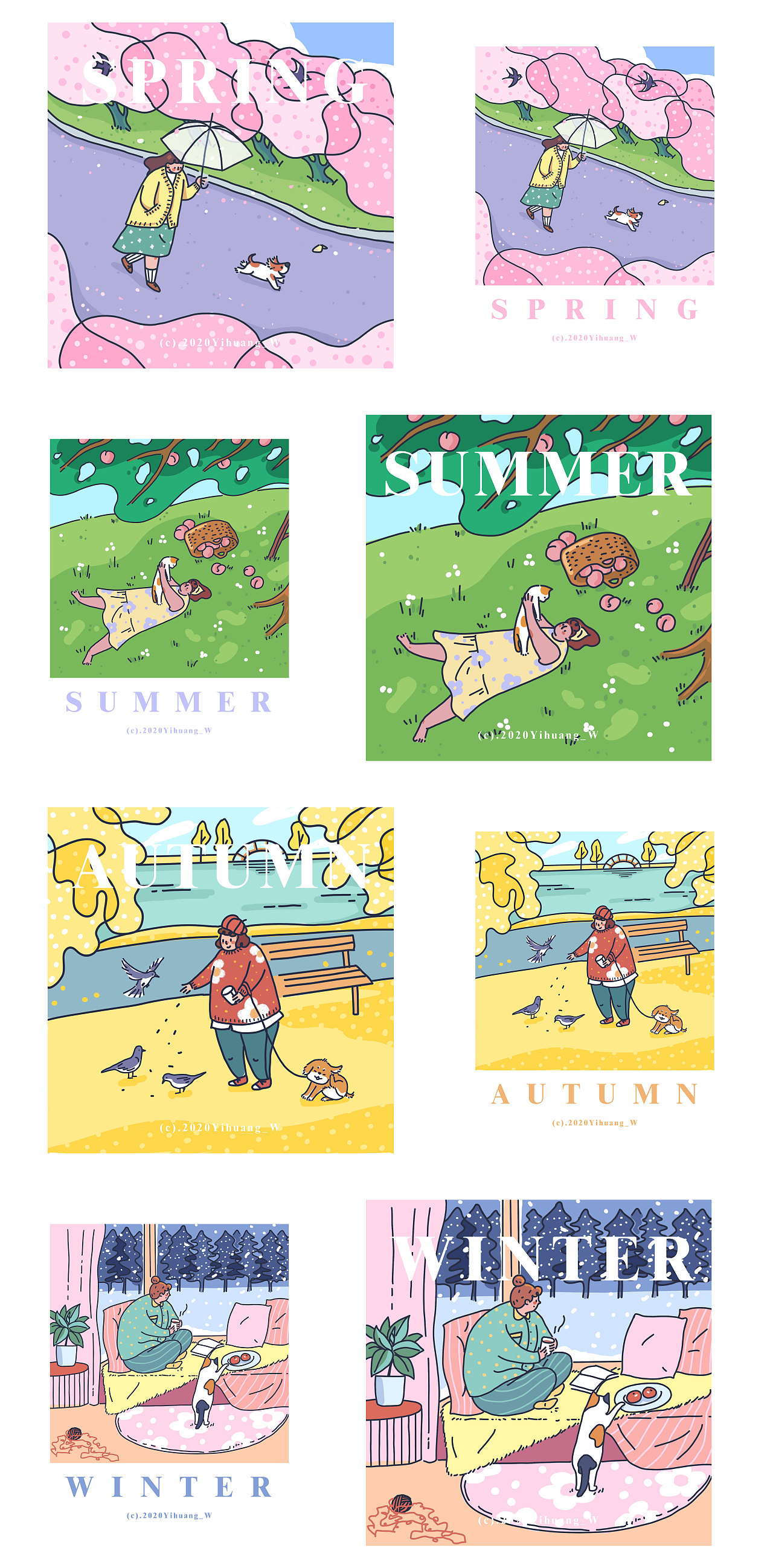 系列插画：四季四时（图ZMjQ3NTYyMjYw） - 创作习作 - 站酷设计师一环Yihuan原创素材 - 站酷ZCOOL
