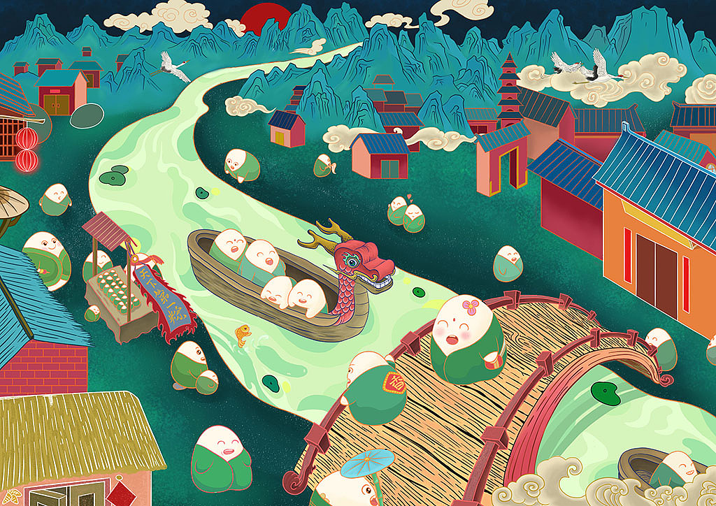 五芳斋粽子-插画包装设计