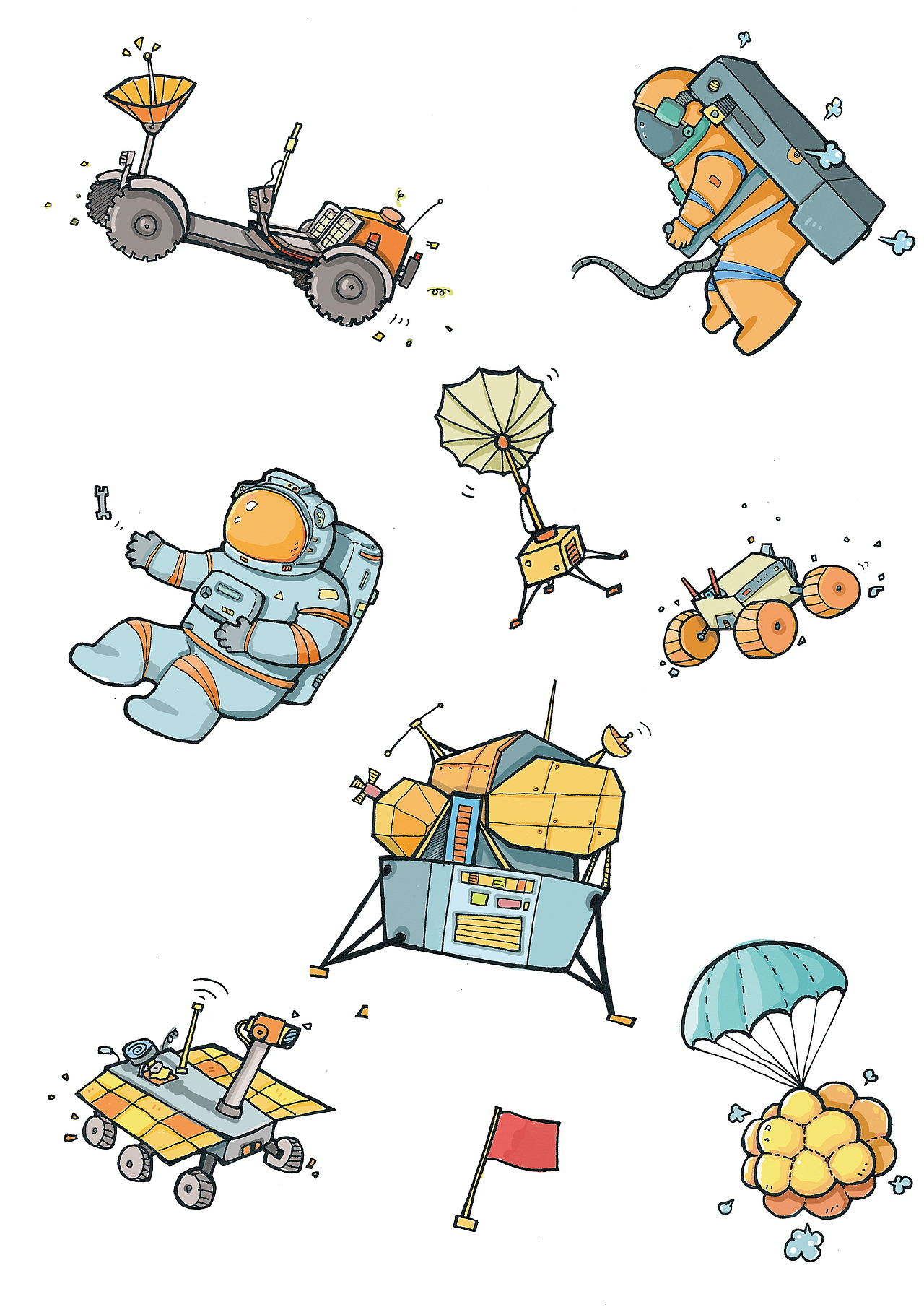 为上海科技馆上海自然博物馆画的小插画