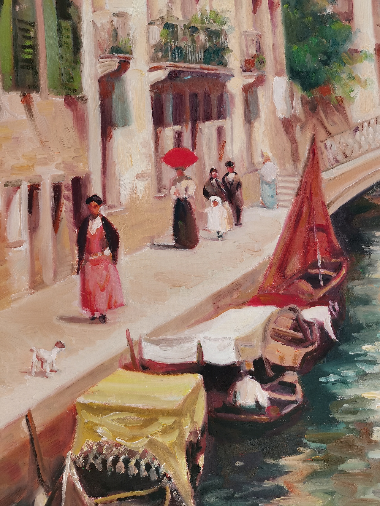 于生慧手绘客厅玄关背景墙油画《城堡》