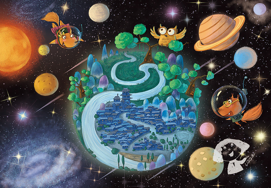 （原创）宇宙－夜晚地球（图ZMTg4ODk5NjQ=） - 商业插画 - 站酷设计师丸子1015原创素材 - 站酷ZCOOL