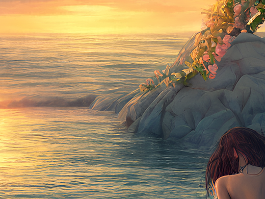 #AI创作实验室#少女的梦里有大海有日落有鲜花的盛夏