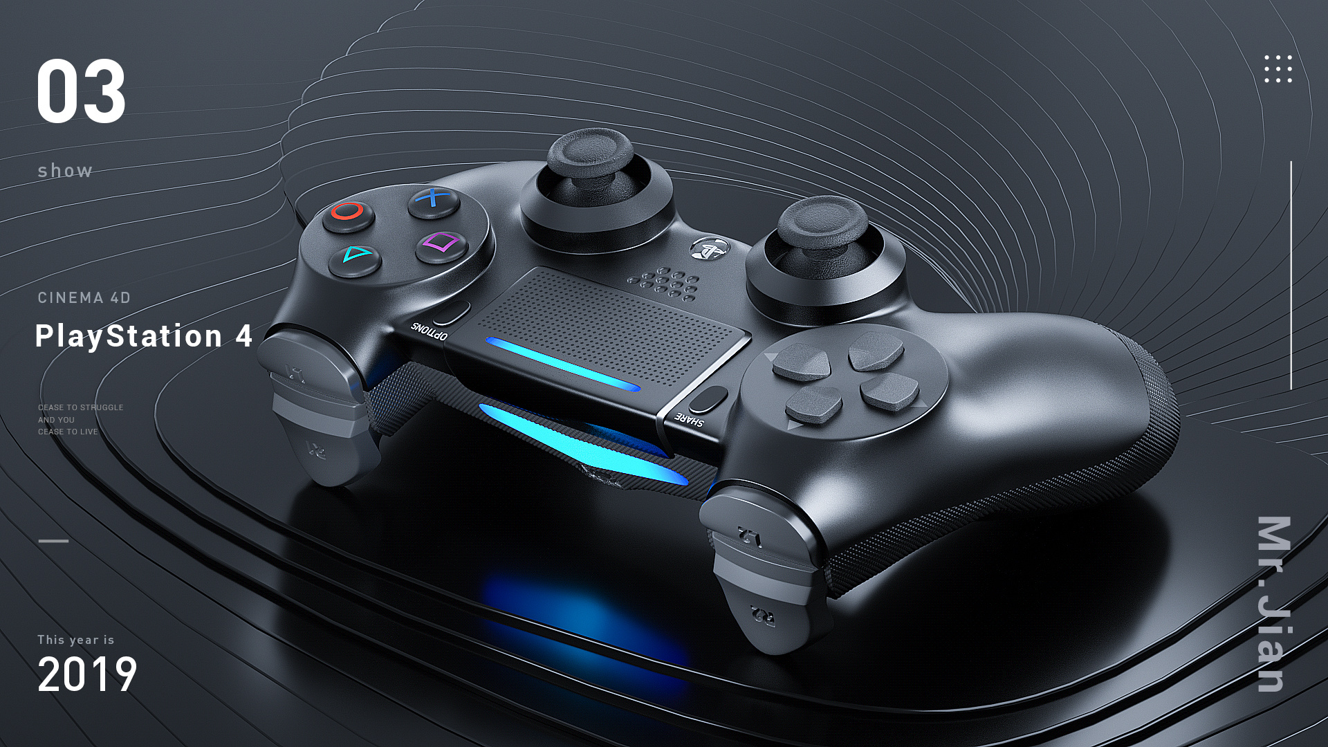 索尼PS4游戏手柄 C4D建模渲染|三维|产品|zuyao3 - 原创作品 - 站酷 (ZCOOL)