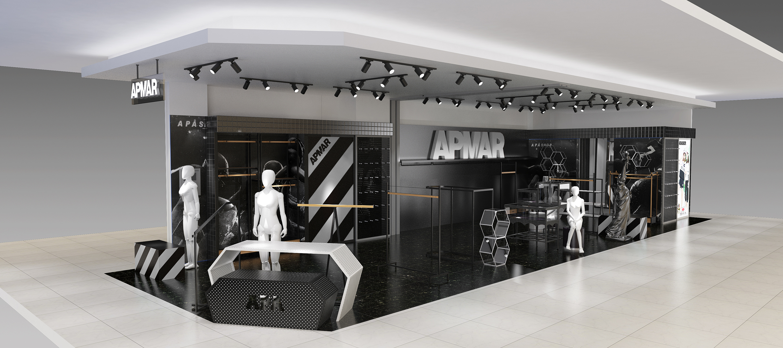 潮牌服装店铺设计,2配色