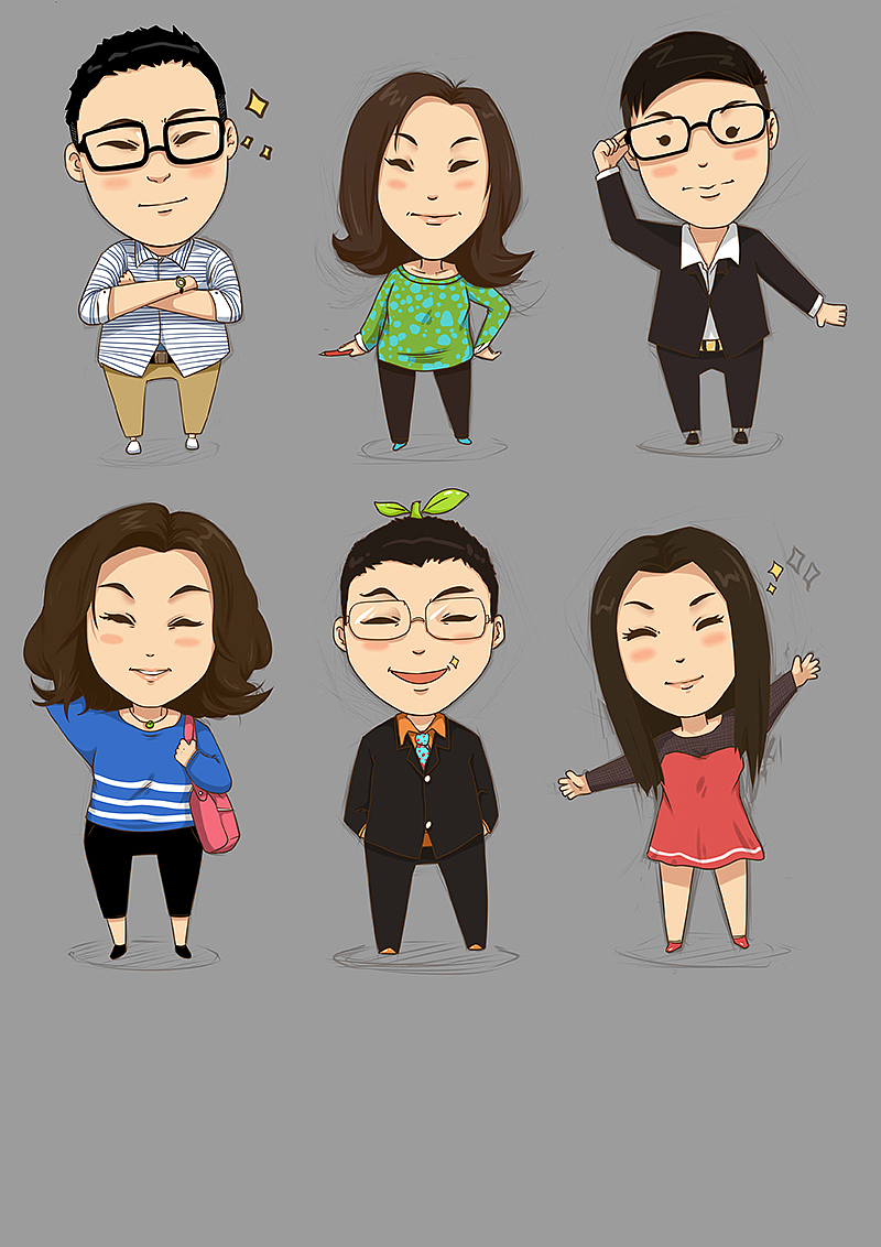 公司同事人物形象插画（图ZMTU4MDM3ODQ=） - 商业插画 - 站酷设计师张彭彭设计笔记原创素材 - 站酷ZCOOL