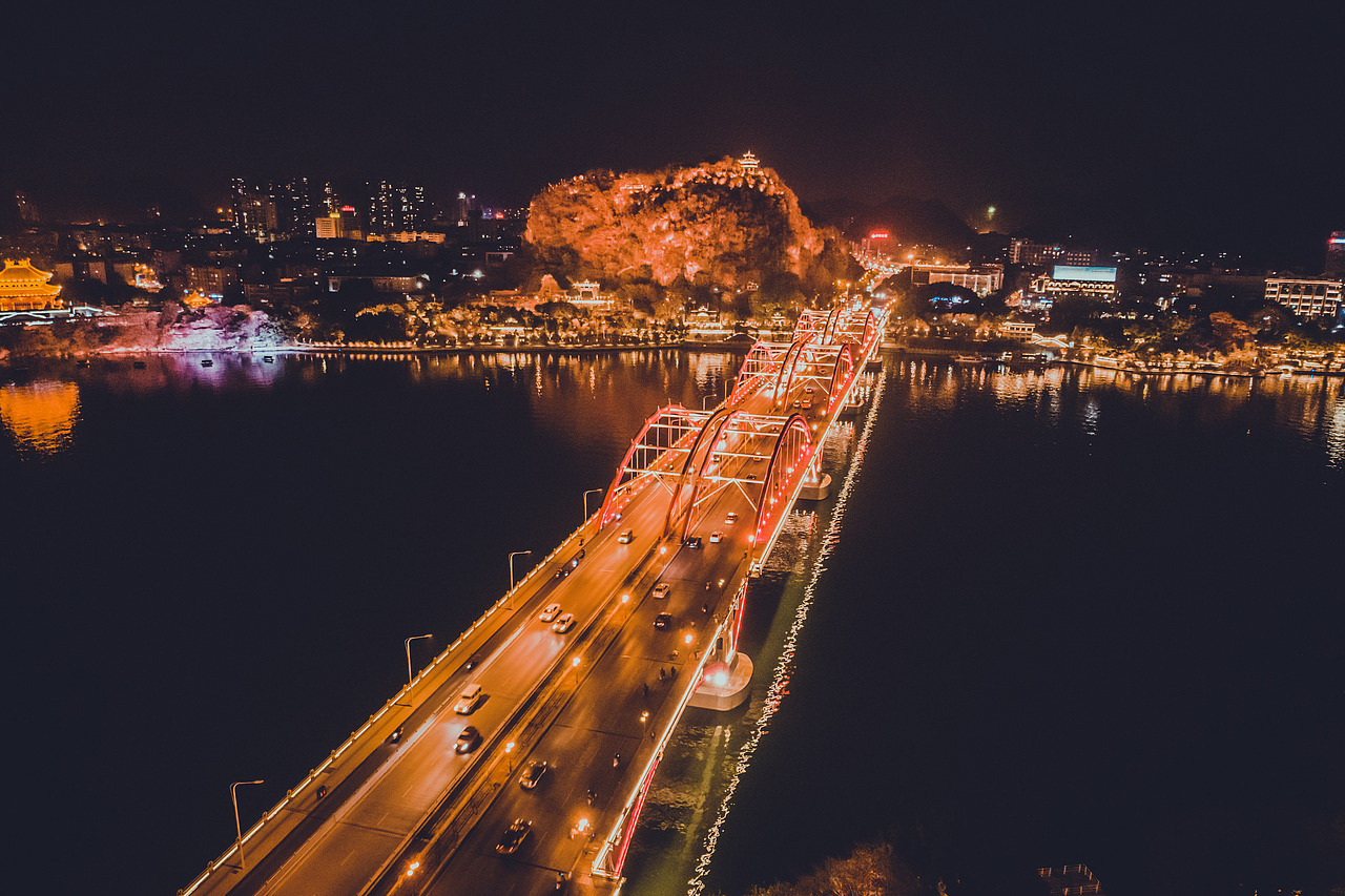 2020.1.5文昌大橋和文慧姐妹橋航拍夜景（圖ZMjAyNzc4MDI4） - 風(fēng)光攝影 - 站酷設(shè)計師陳璐柳州攝影師原創(chuàng)素材 - 站酷ZCOOL