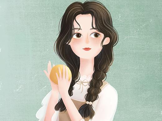 插画练习-橘子女孩