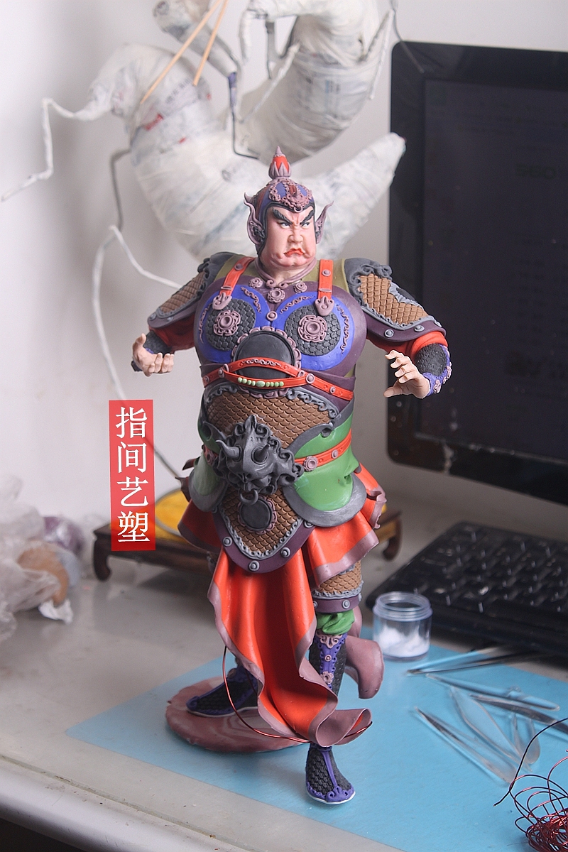 贺加贵面塑软陶(韦陀菩萨 )(图ZNzY4MDQwMzY=) - 手办/模玩 - 站酷设计师贺加贵3D翻糖原创素材 - 站酷ZCOOL