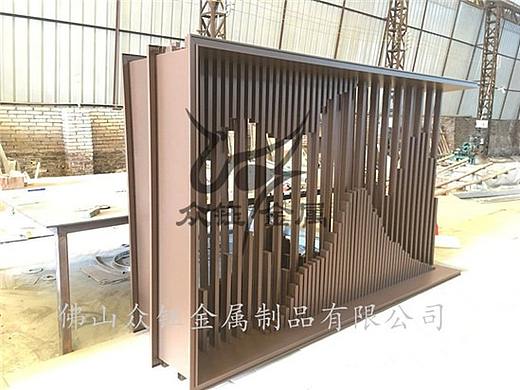不锈钢山峦屏风隔断 金属景墙格栅售楼处定制