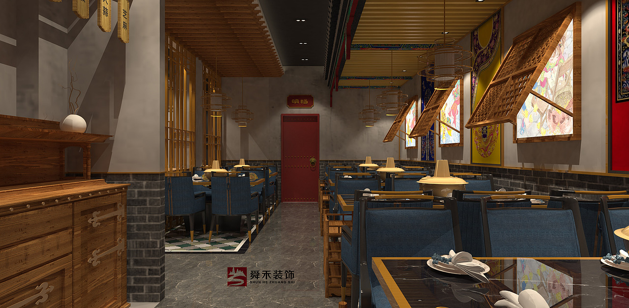 济南现代新中式餐厅装修设计公司（图ZMjQ0MTk1MjQ0） - 家装设计 - 站酷设计师Z32358901原创素材 - 站酷ZCOOL