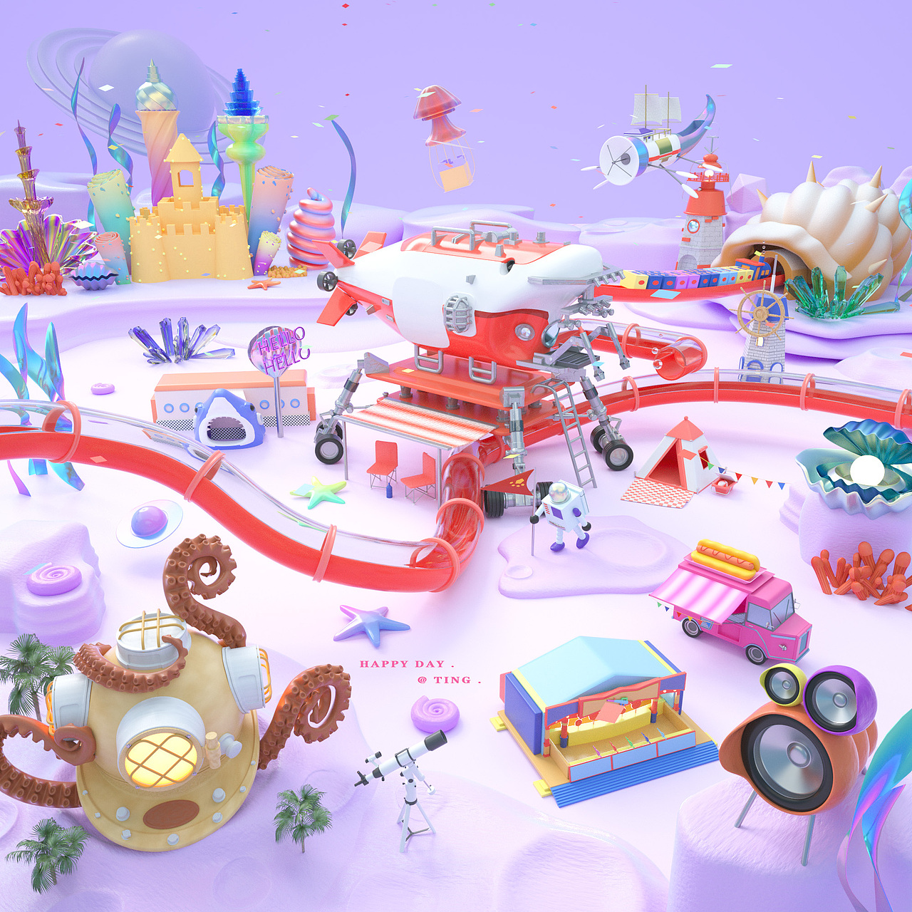 TING | C4D卡通场景（图ZMjUwNDgyMDUy） - 场景 - 站酷设计师三岁小一岁原创素材 - 站酷ZCOOL