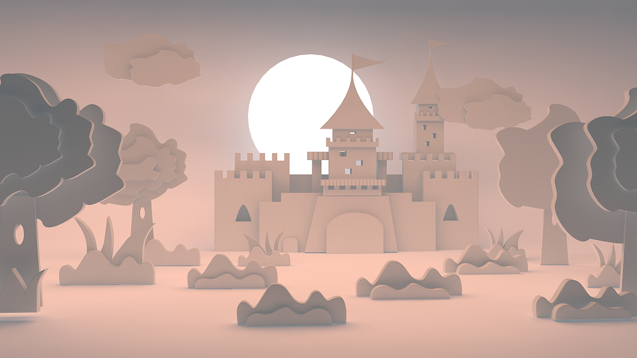 c4d原创剪纸场景搭建