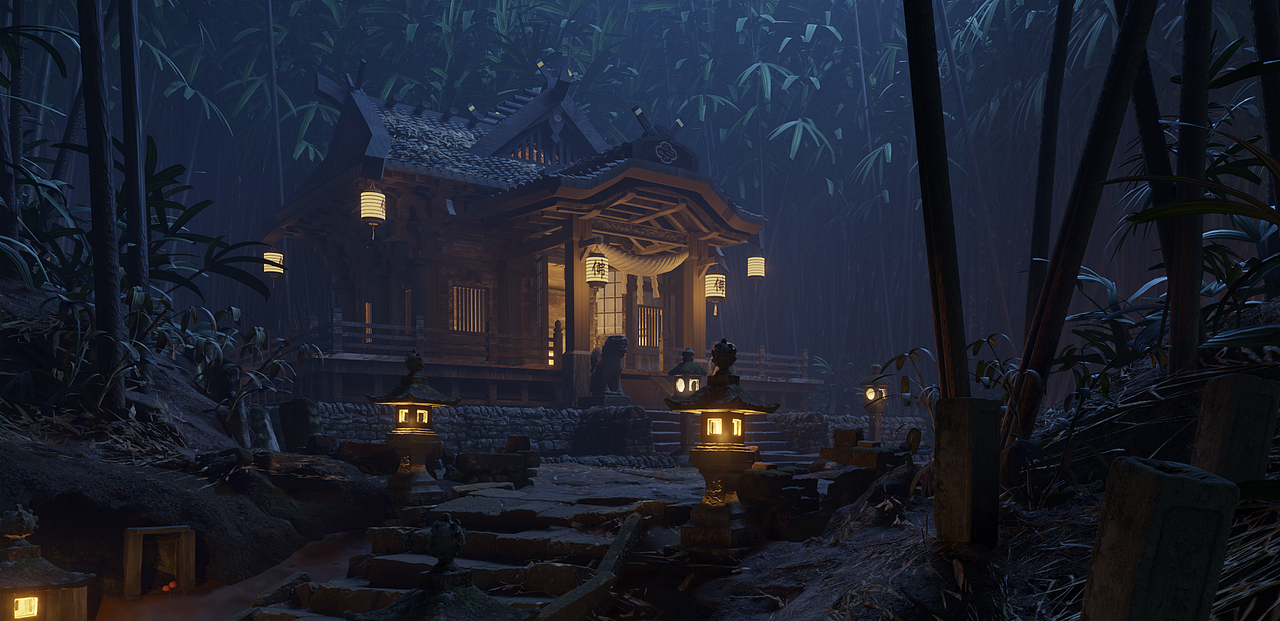日式寺庙|三维|场景|jamesliangyubin_原创作品-站酷zcool