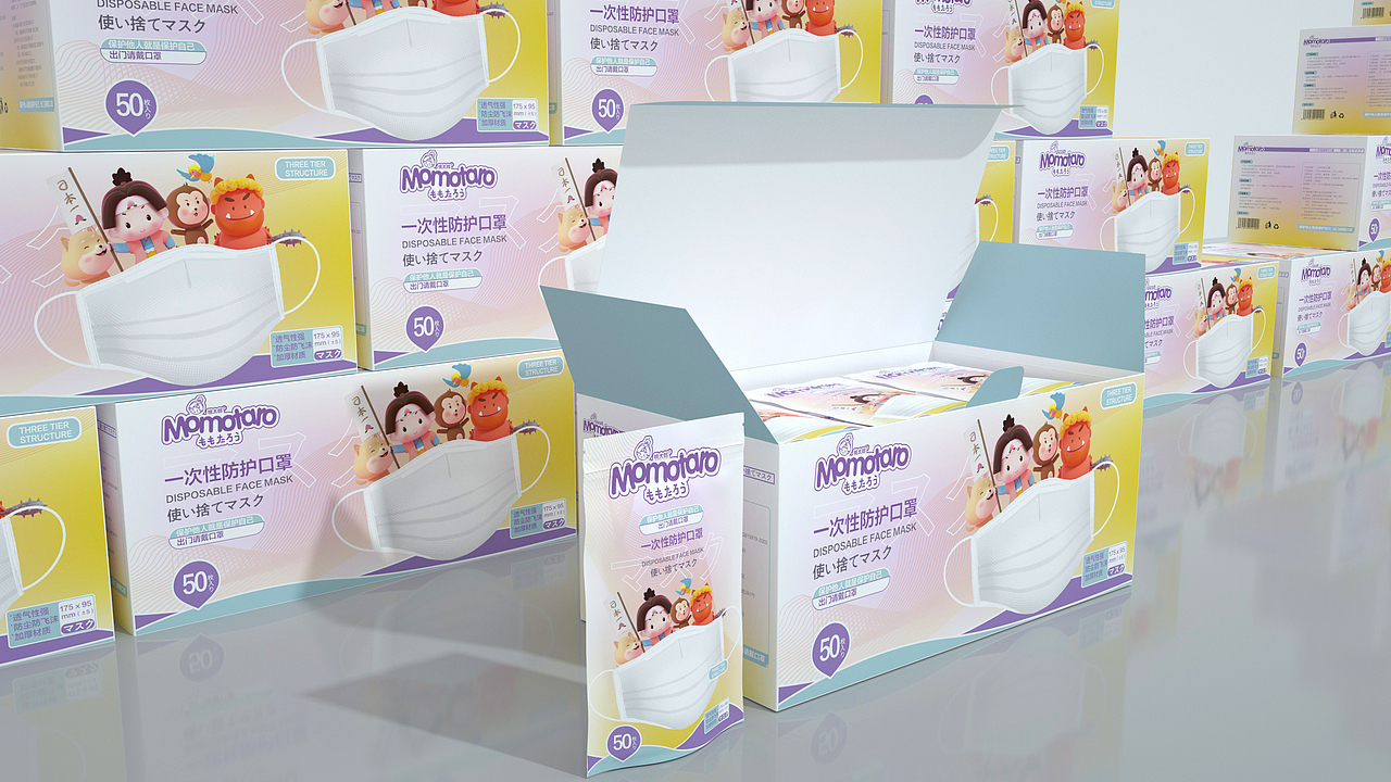 MOMOTARO桃太郎口罩设计（图ZMTk3MDkzOTAw） - 包装 - 站酷设计师漫璞设计原创素材 - 站酷ZCOOL