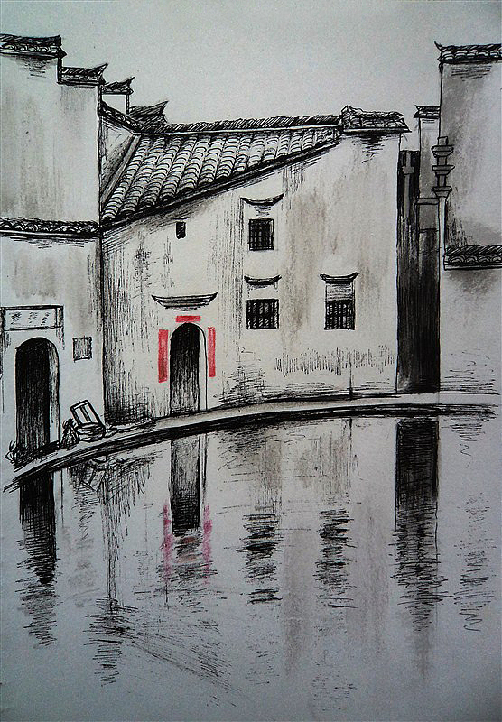 手绘 宏村（图ZMTA3ODQzNTU2） - 绘画 - 站酷设计师逐梦雾灵原创素材 - 站酷ZCOOL