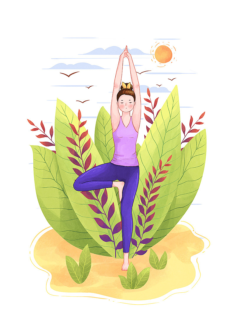 人物动态插画练习-瑜伽篇