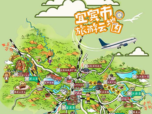 宜宾市旅游局定制手绘地图