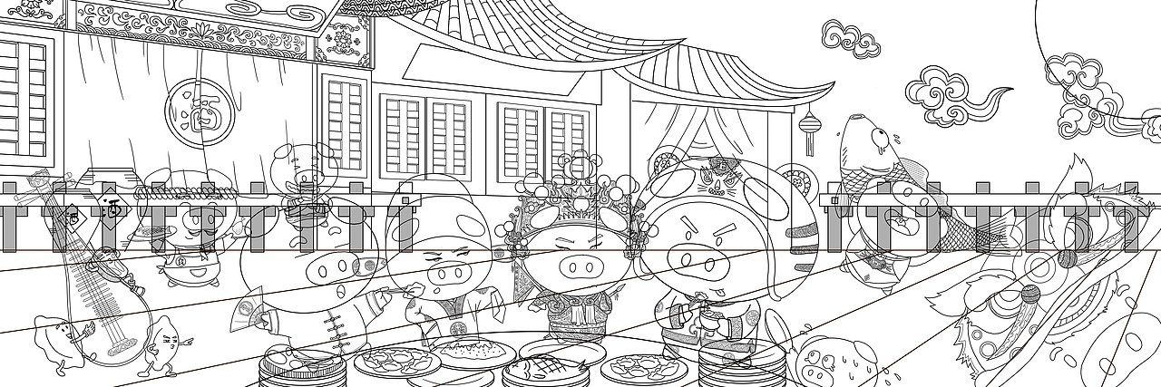 《欢乐年夜饭》——2019吉庆生肖插画设计