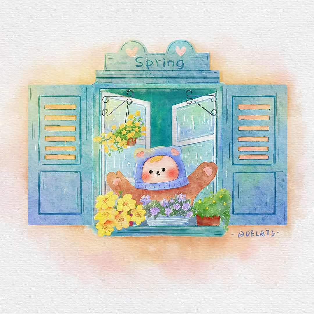 儿插水彩 | 春天呀