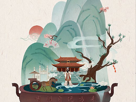 微观曲阜插画-商业插画462072年前北京街头走一走插画-商业插画249072