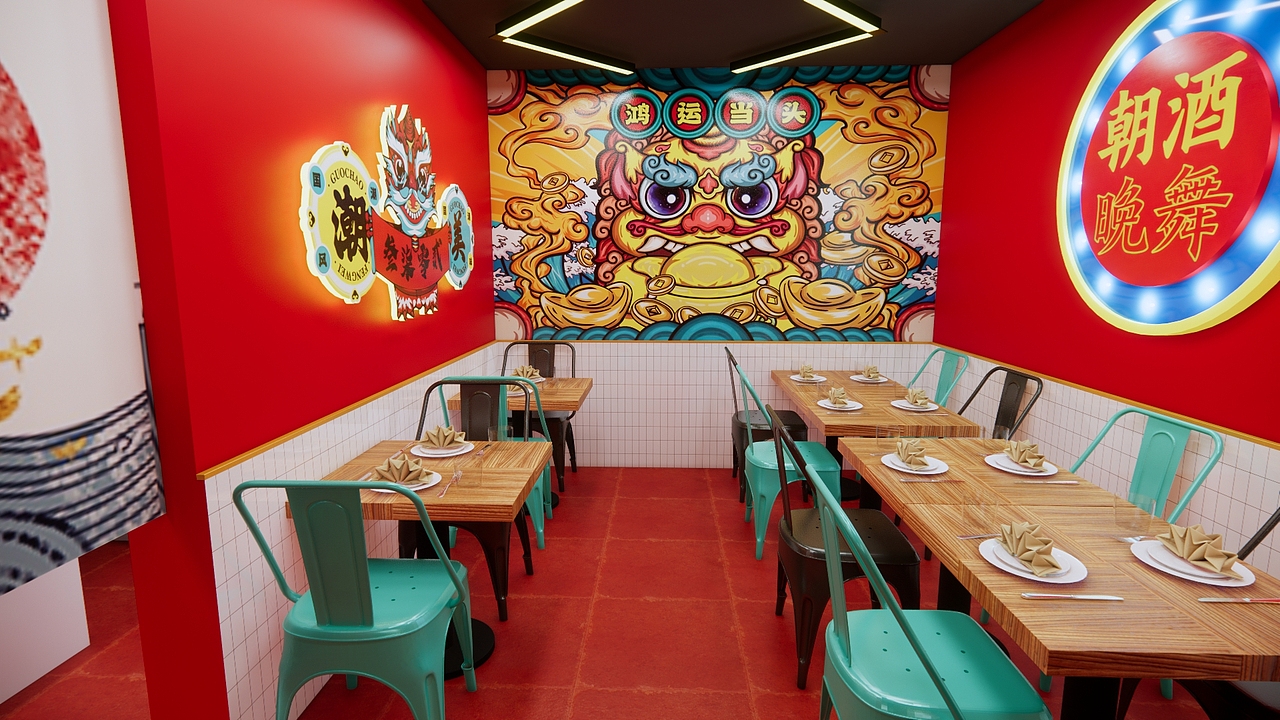 国潮小餐饮店的装修设计