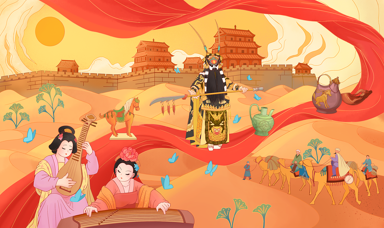 秦腔主题动态插画《勾画》