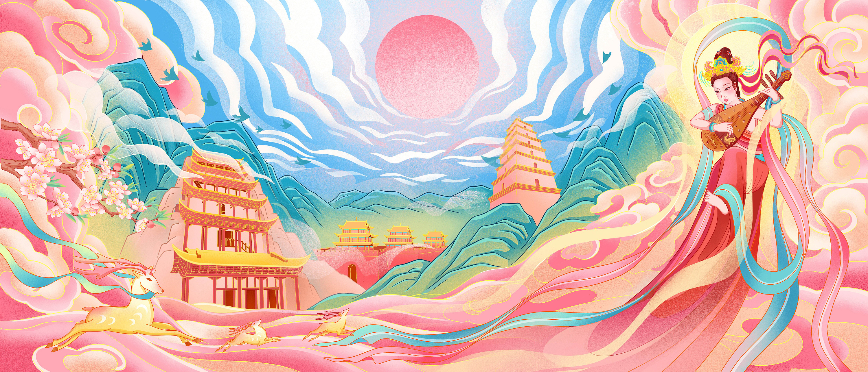 敦煌飞天仙女藻井装饰