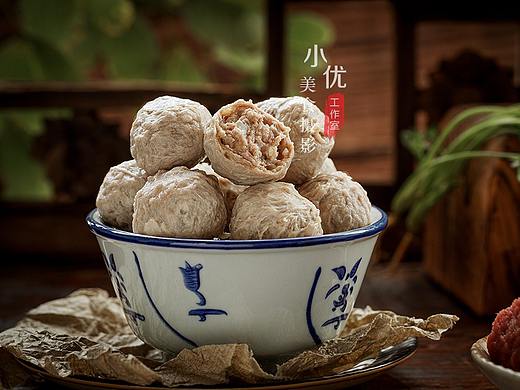 静物摄影 复古风 中国风潮汕牛肉丸 牛筋丸美食摄影