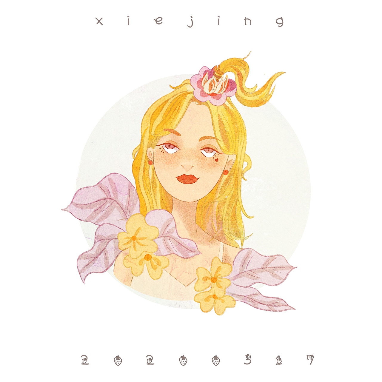 少女头像复古画风