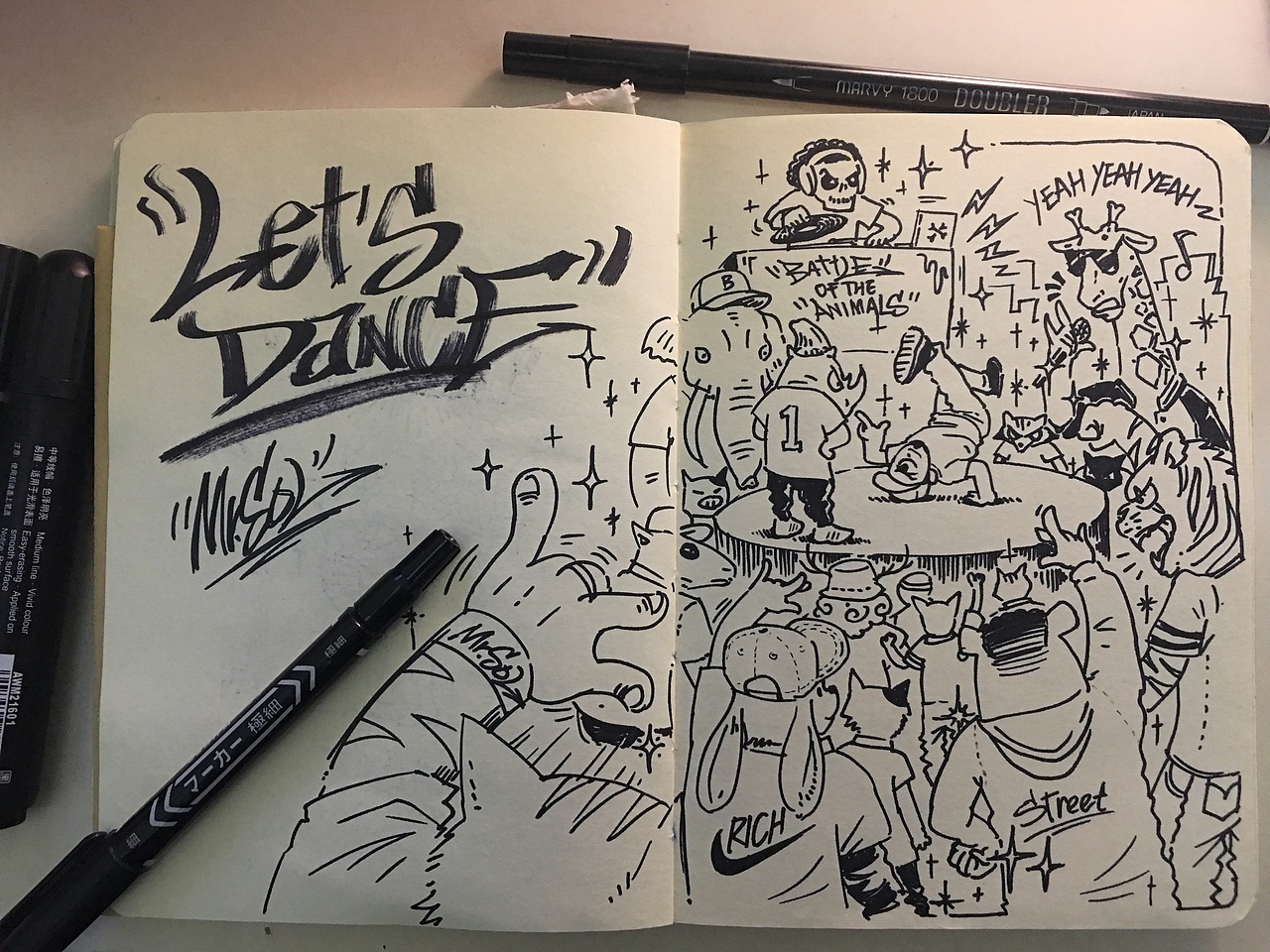 斗舞现场 漂流本手绘（图ZMTU4MTA2MTA4） - 创作习作 - 站酷设计师MrSOL原创素材 - 站酷ZCOOL