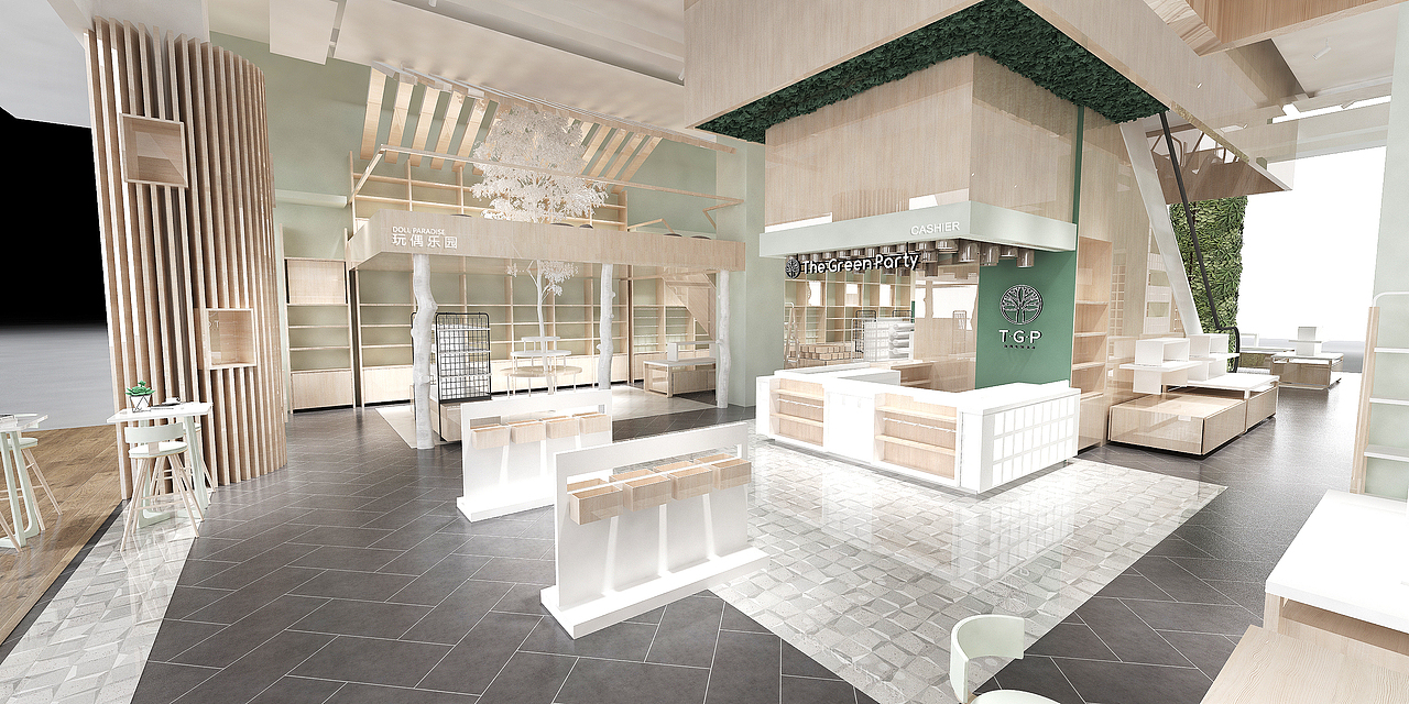 thegreenparty武汉1400平方店铺空间设计