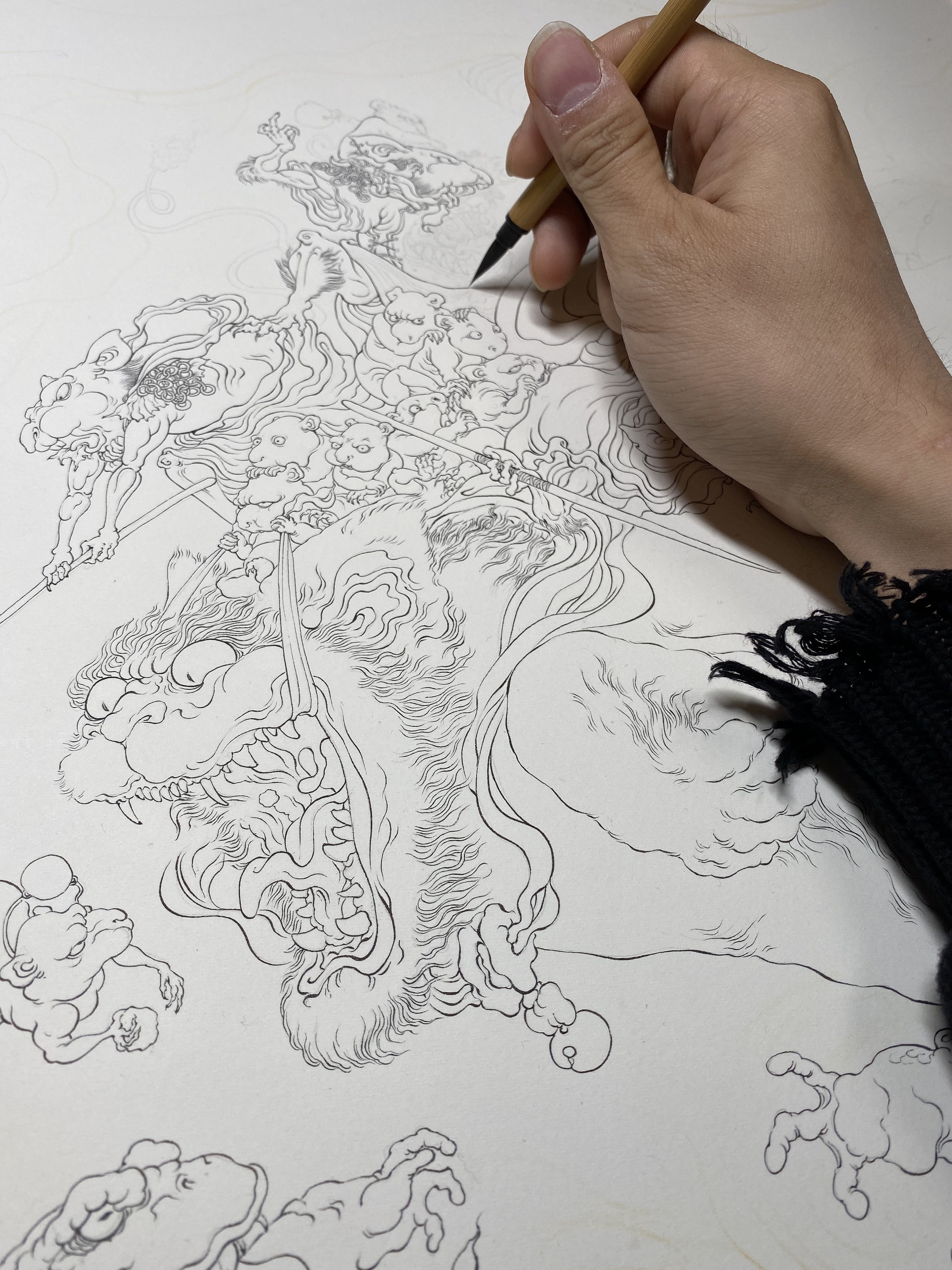 (渣熊作)鼠年年画《鼠仙夺经图》