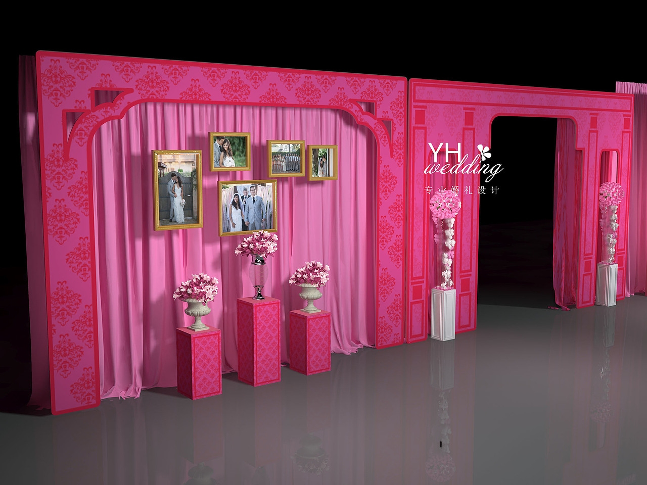 【YHwedding】深粉色婚礼效果图