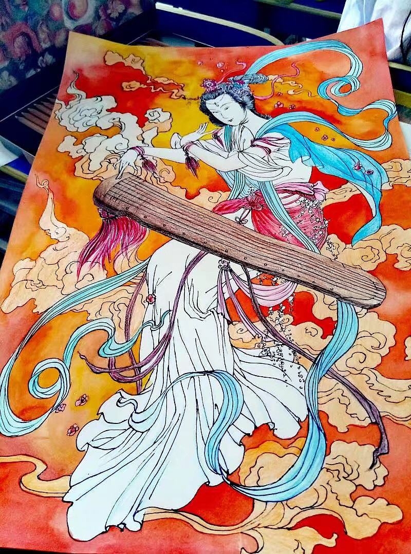 娇女她轻抚琴（图ZMTc0NDU2MzY4） - 艺术插画 - 站酷设计师Saluo原创素材 - 站酷ZCOOL