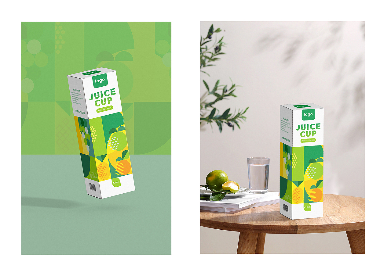 跨境品牌榨汁机抽象 元素插画包装设计