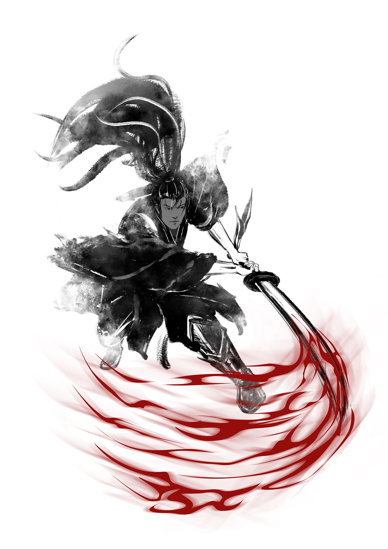 水墨风格插画-武侠人物设计