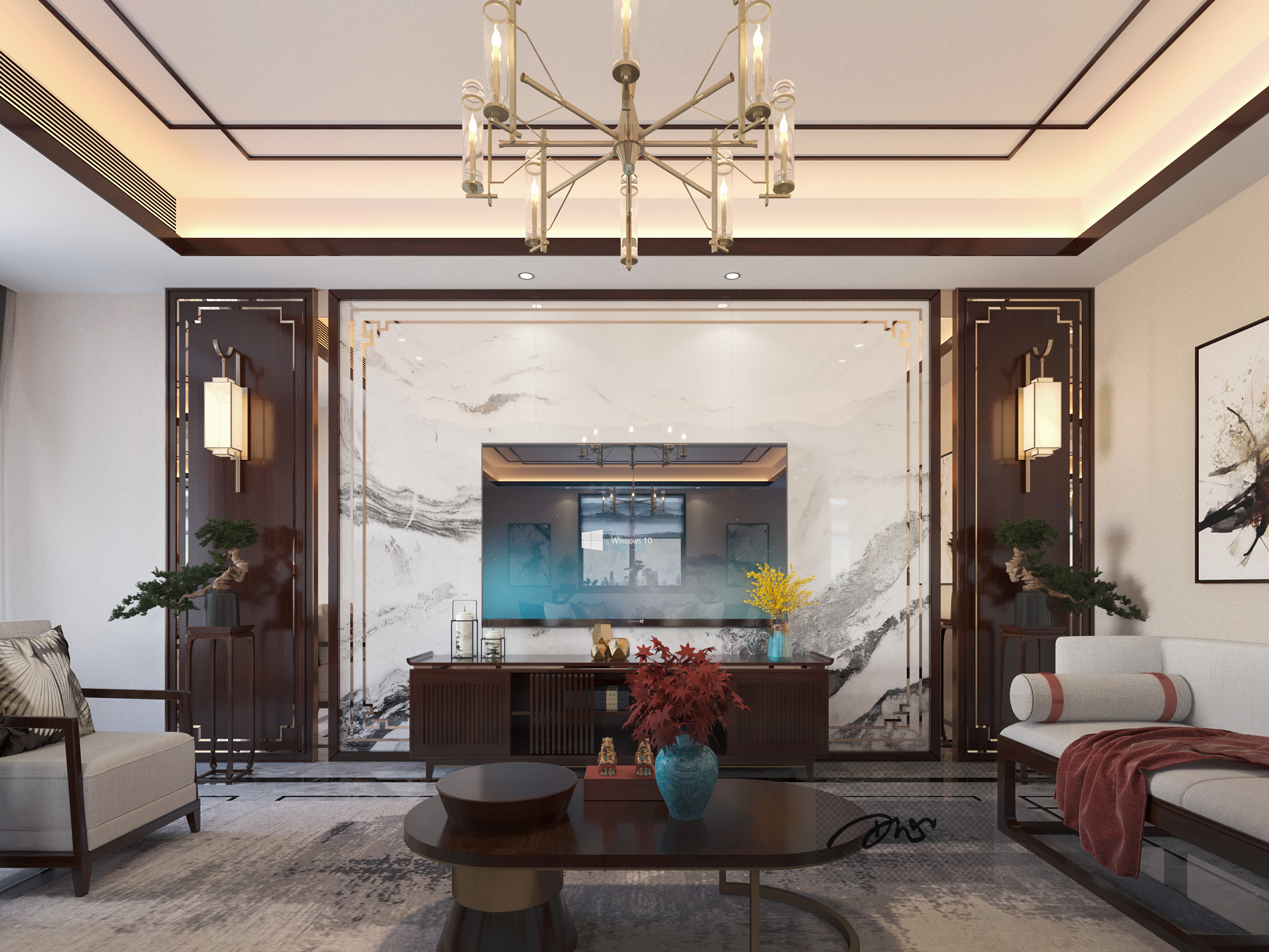 新中式|空间|家装设计|z00389290 - 原创作品 - 站酷 (zcool)