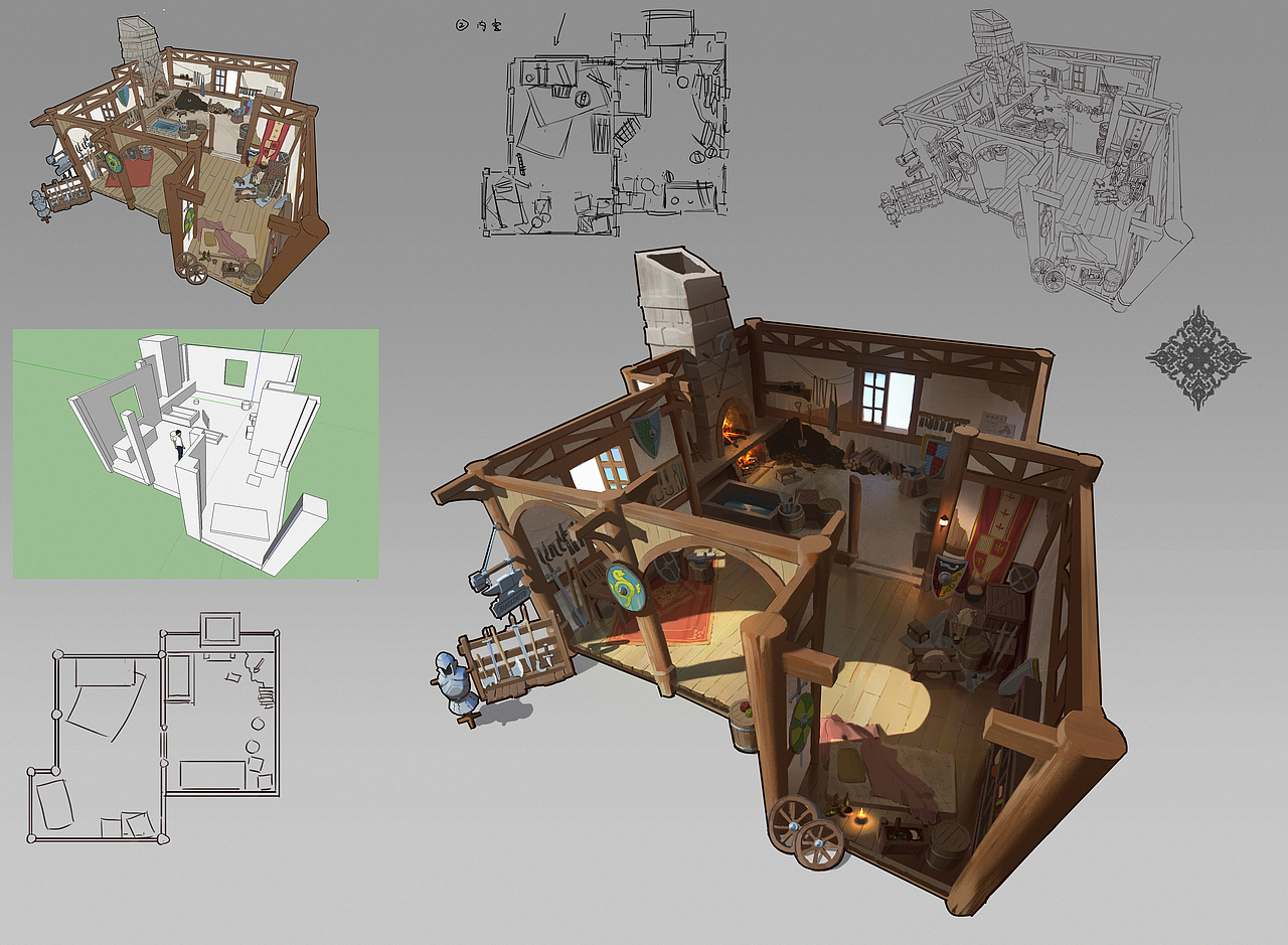 洛克猴游戏室内剖面解析图——《铁匠铺》