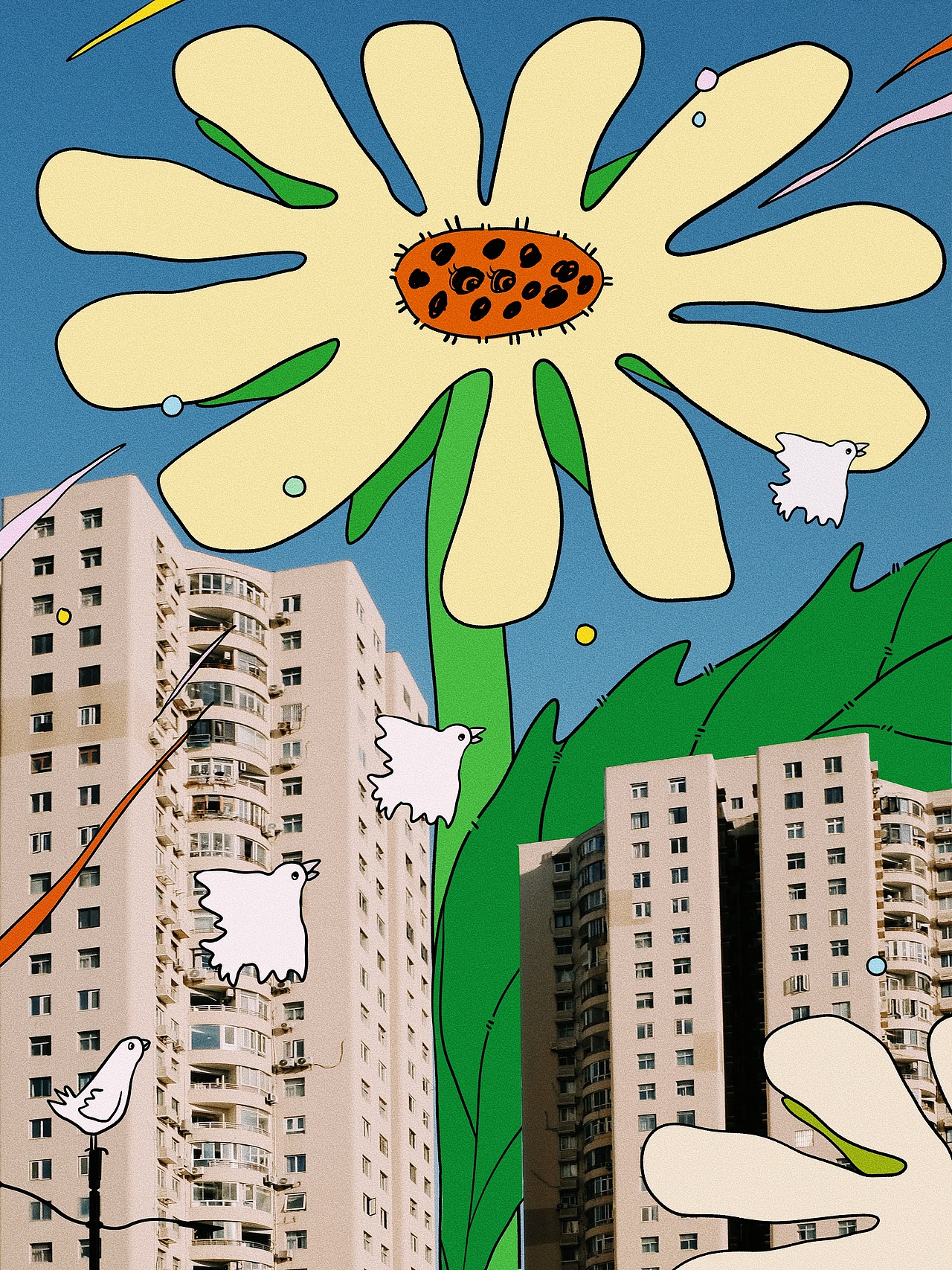 春風吹過樓宇間（圖ZMzM5MDQ0NDc2） - 新銳潮流插畫 - 站酷設(shè)計師西椰子原創(chuàng)素材 - 站酷ZCOOL