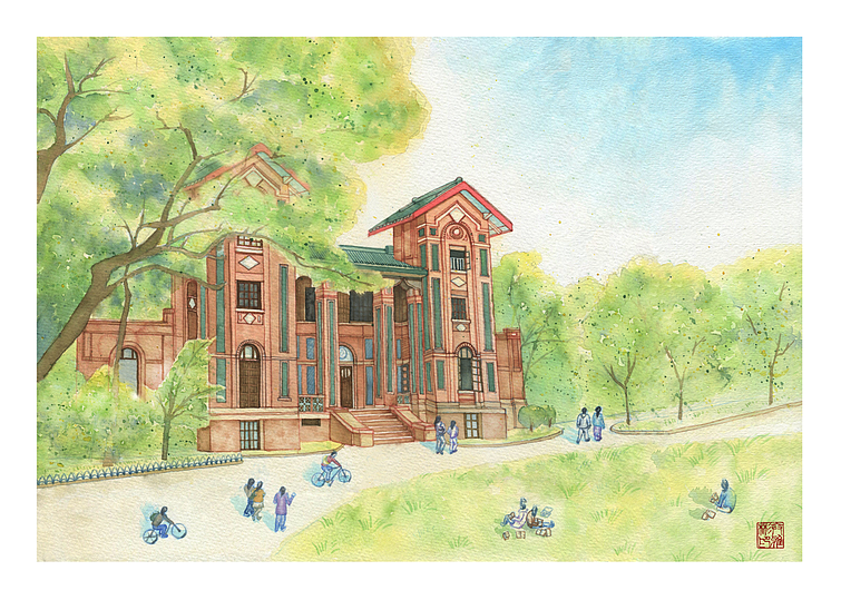 中山大学怀士堂（图ZMjEyMjMyNDg=） - 商业插画 - 站酷设计师冰盐_Ybin原创素材 - 站酷ZCOOL