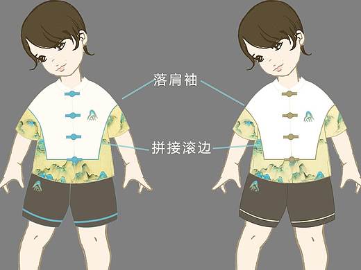 《江山如画》印花设计《千里江山图》文创商业童装产品